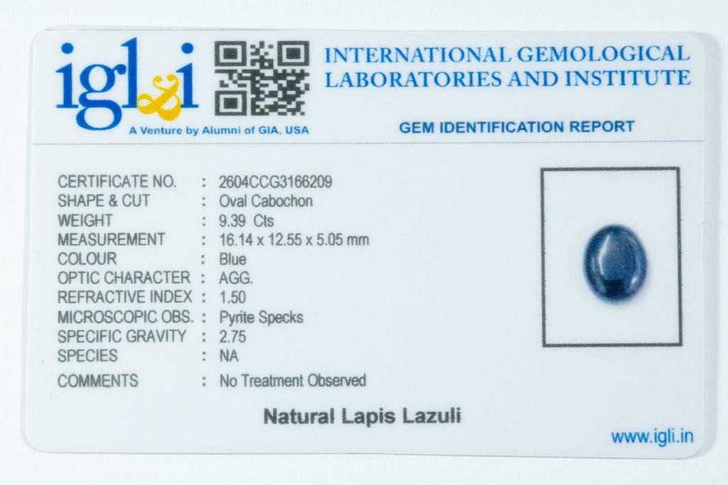 lapis lazuli 9.39 carat certificate image