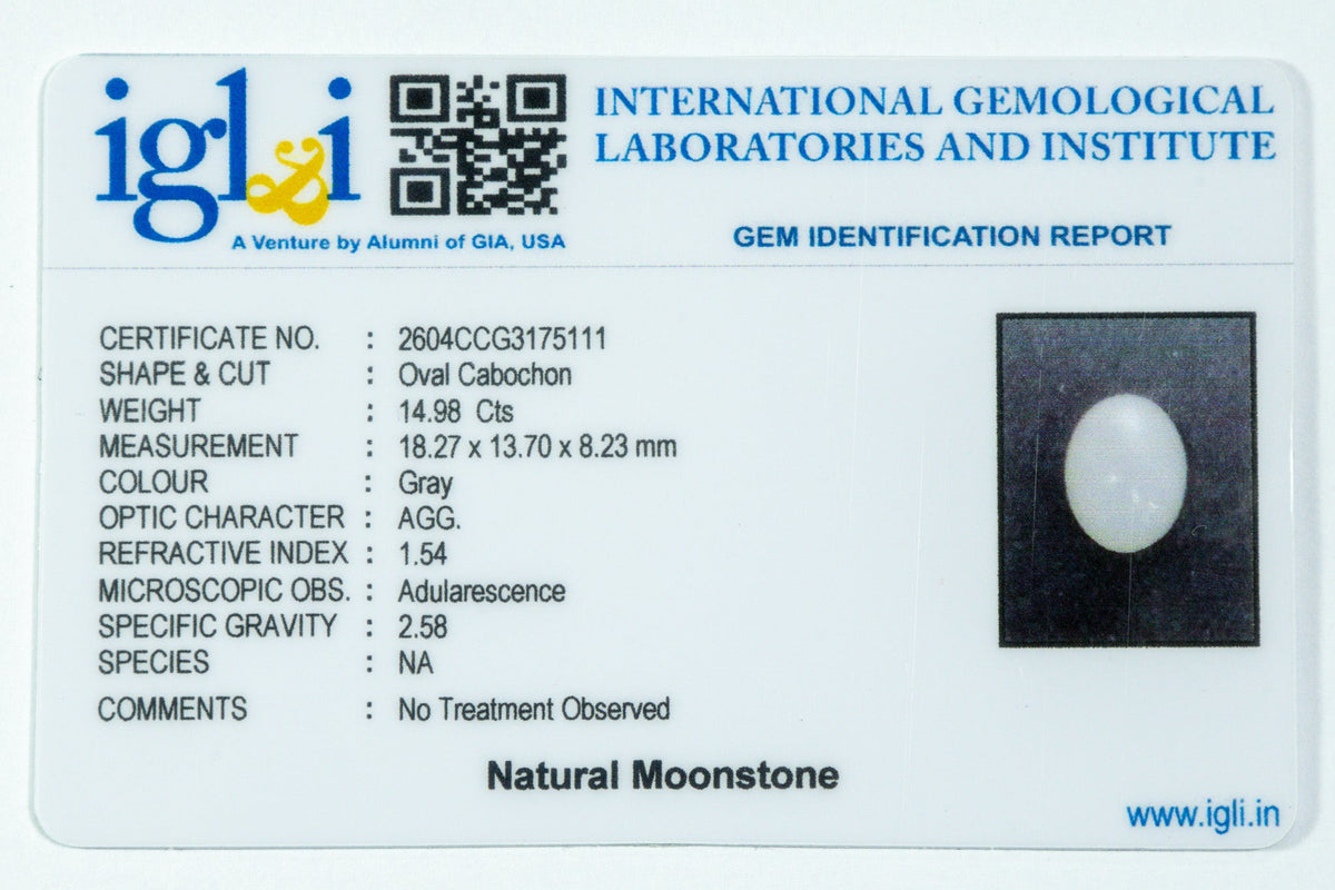 moonstone 14.98 carat certificate image