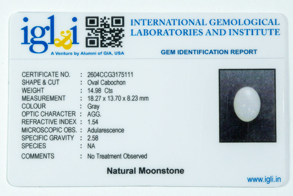 moonstone 14.98 carat certificate image