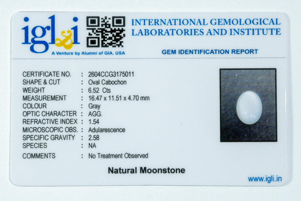 moonstone 6.52 carat certificate image