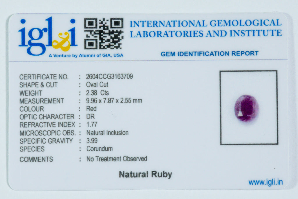 african ruby 2.38 carat certificate image