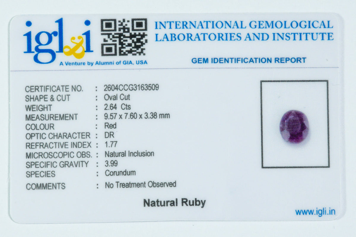 african ruby 2.64 carat certificate image