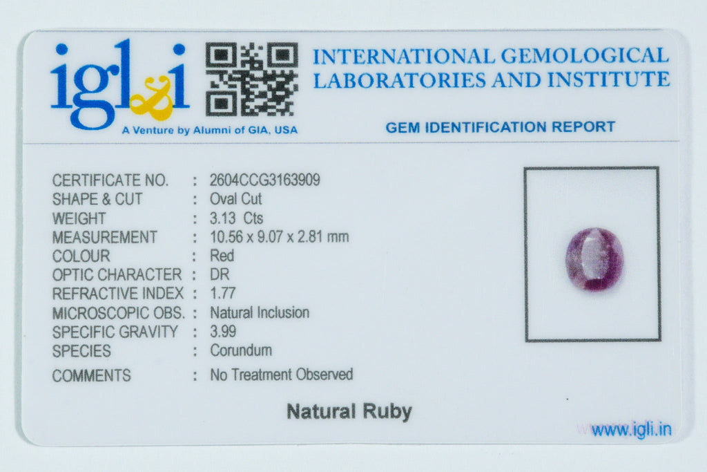 african ruby 3.13 carat certificate image