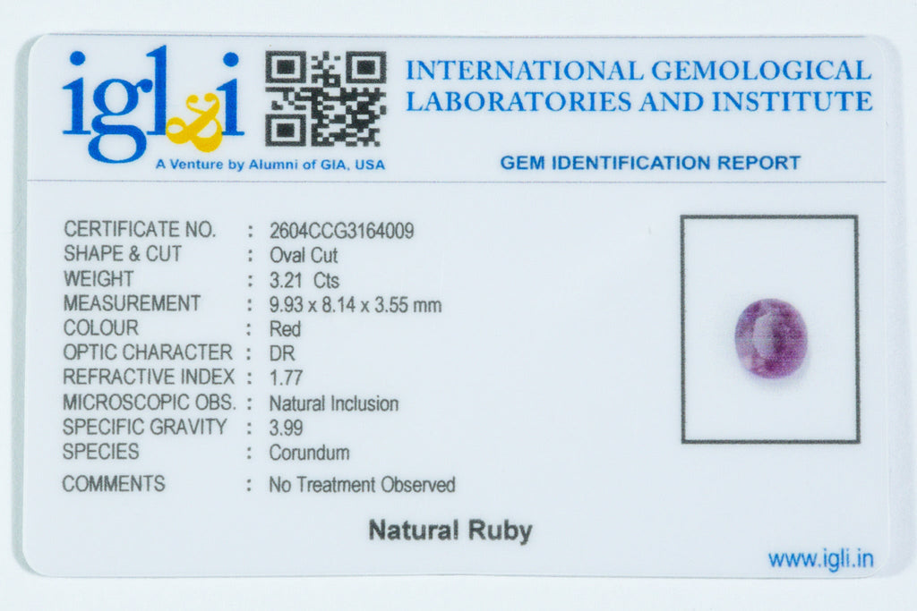african ruby 3.21 carat certificate image