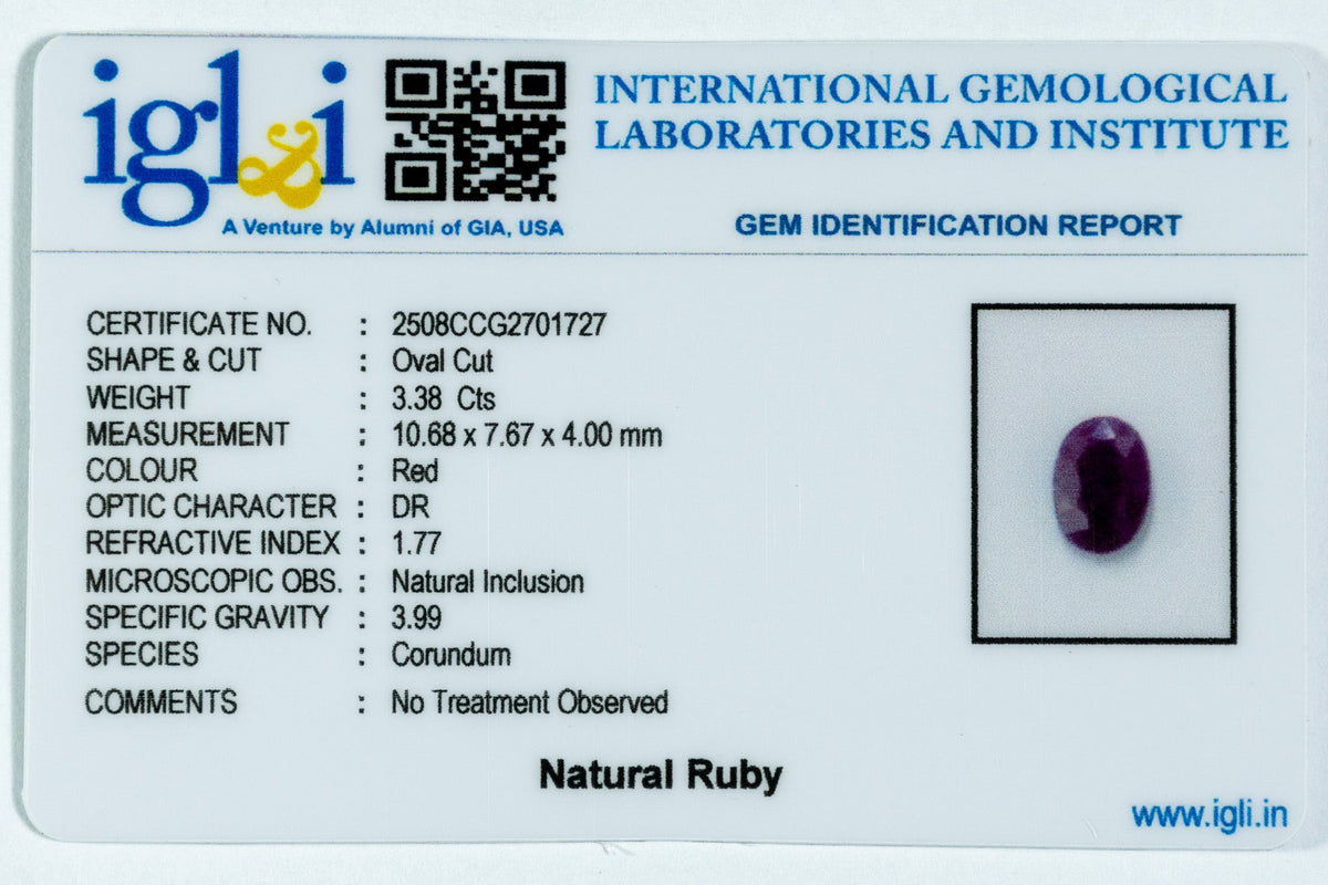 african ruby 3.38 carat certificate image