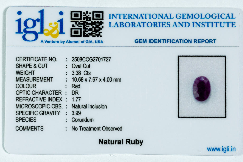 african ruby 3.38 carat certificate image
