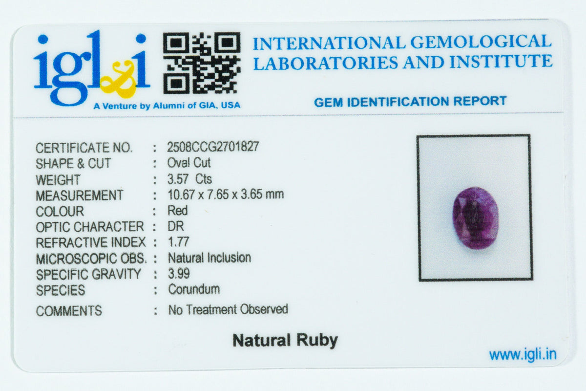 african ruby 3.57 carat certificate image