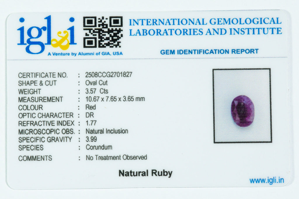 african ruby 3.57 carat certificate image