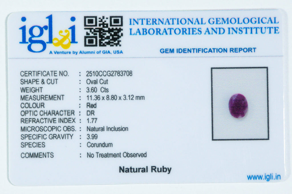 african ruby 3.6 carat certificate image