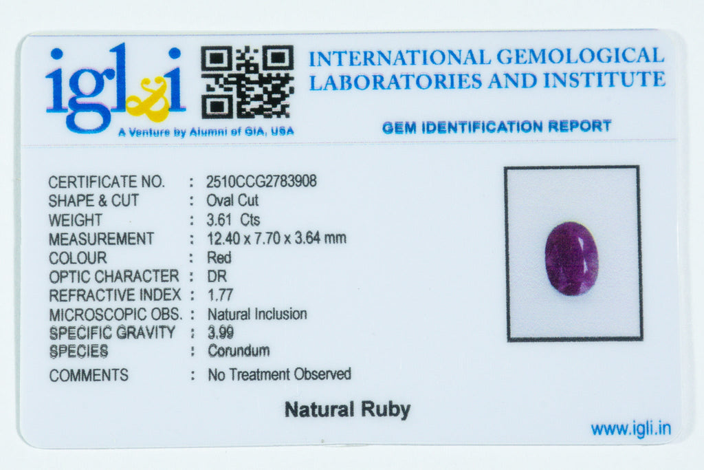 african ruby 3.61 carat certificate image