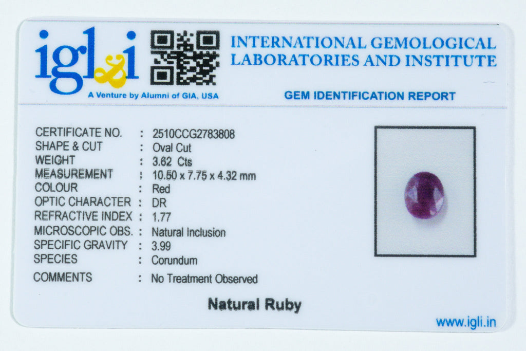 african ruby 3.62 carat certificate image
