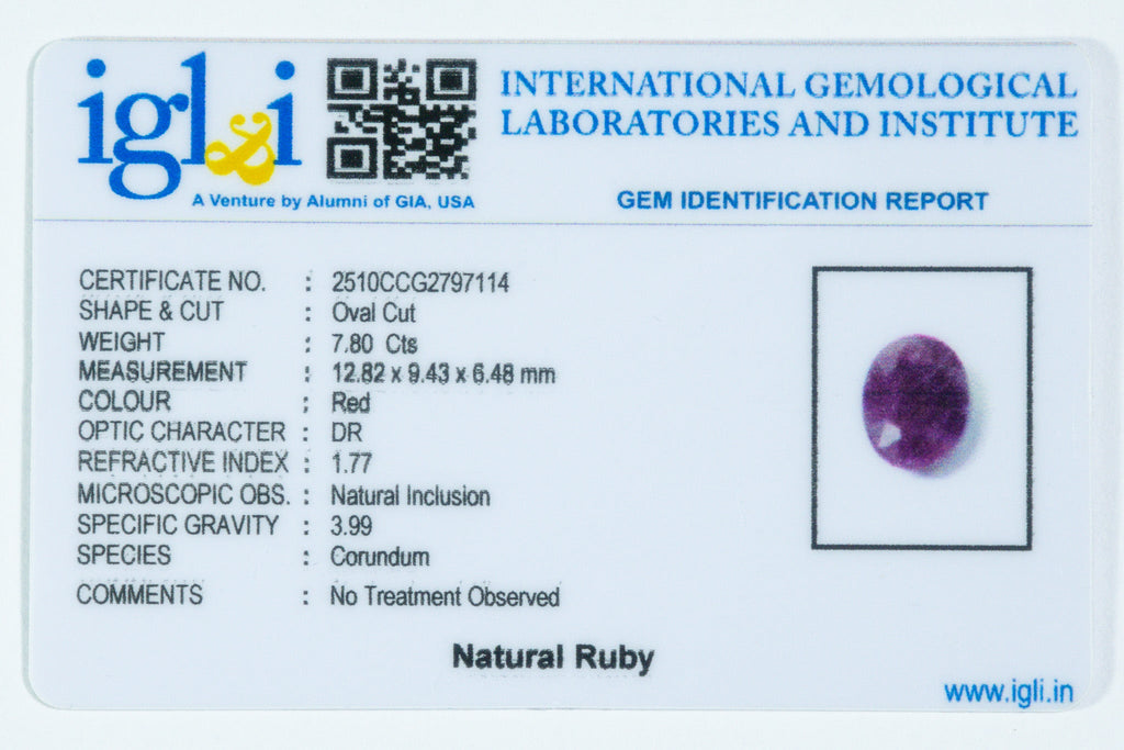 african ruby 7.8 carat certificate image