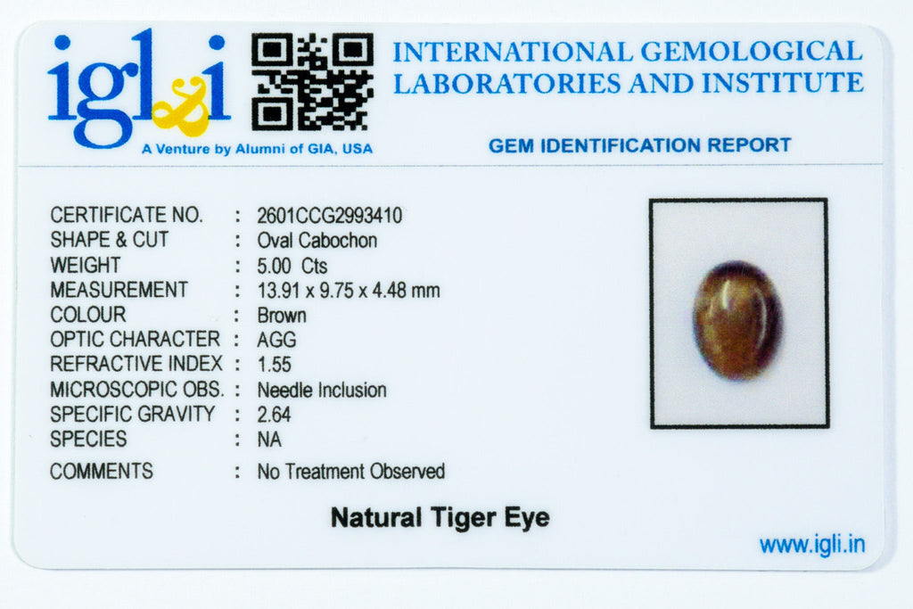 tiger eye 5 carat certificate image