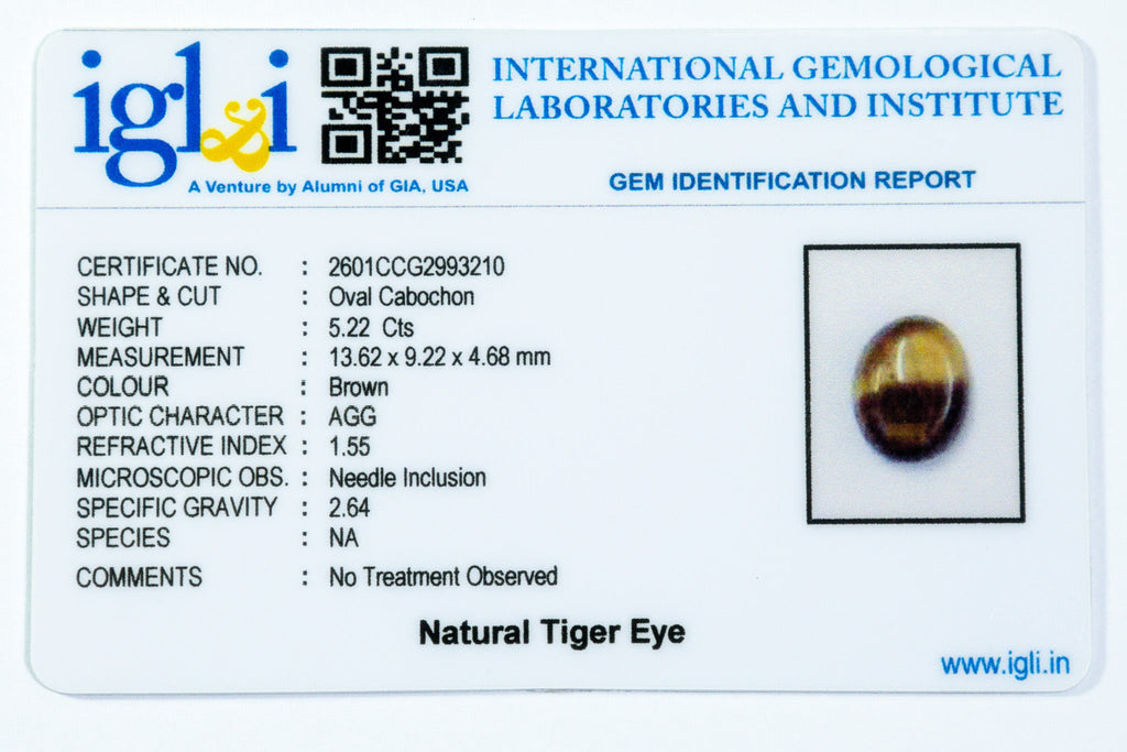 tiger eye 5.22 carat certificate image