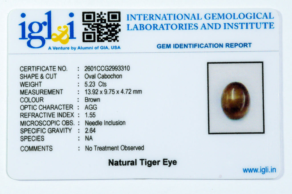 tiger eye 5.23 carat certificate image