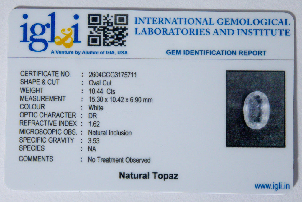 natural topaz 10.44 carat certificate image