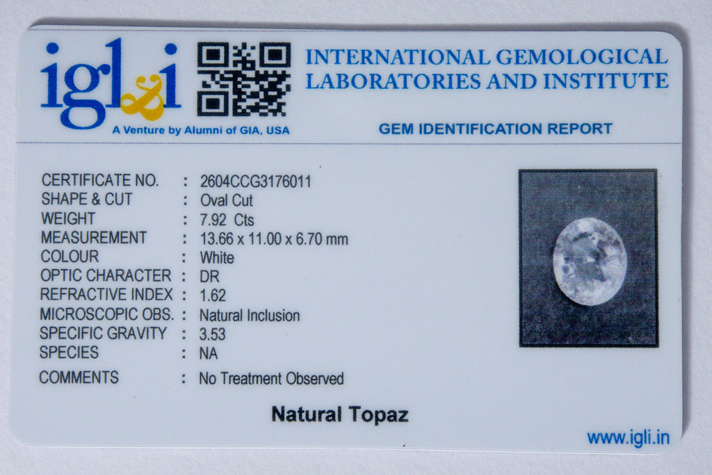 natural topaz 7.92 carat certificate image