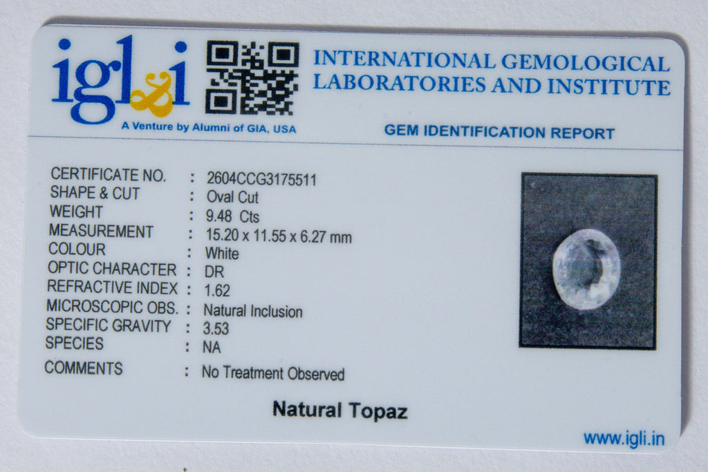 natural topaz 9.48 carat certificate image