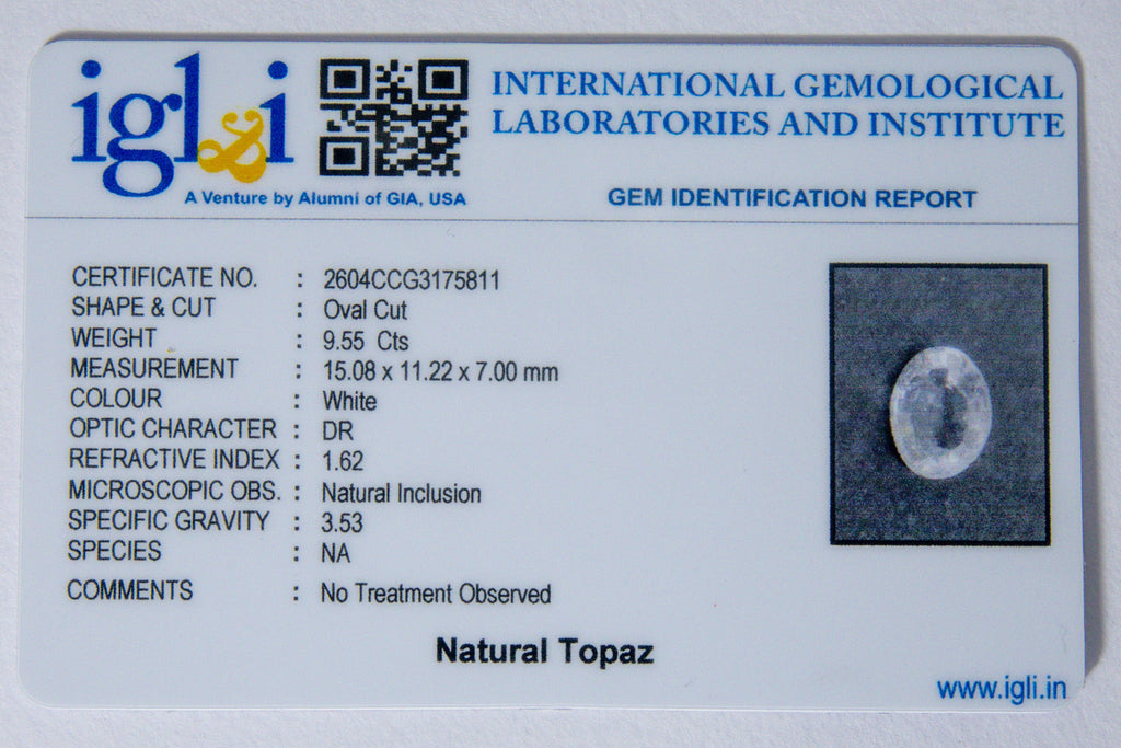 natural topaz 9.55 carat certificate image