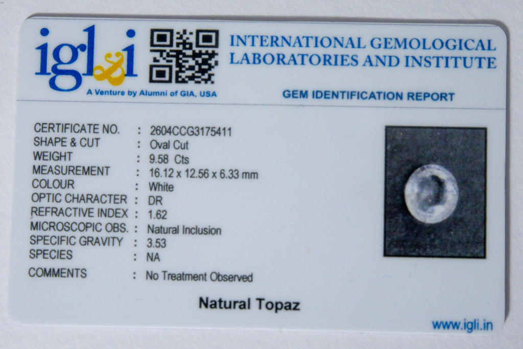 natural topaz 9.58 carat certificate image