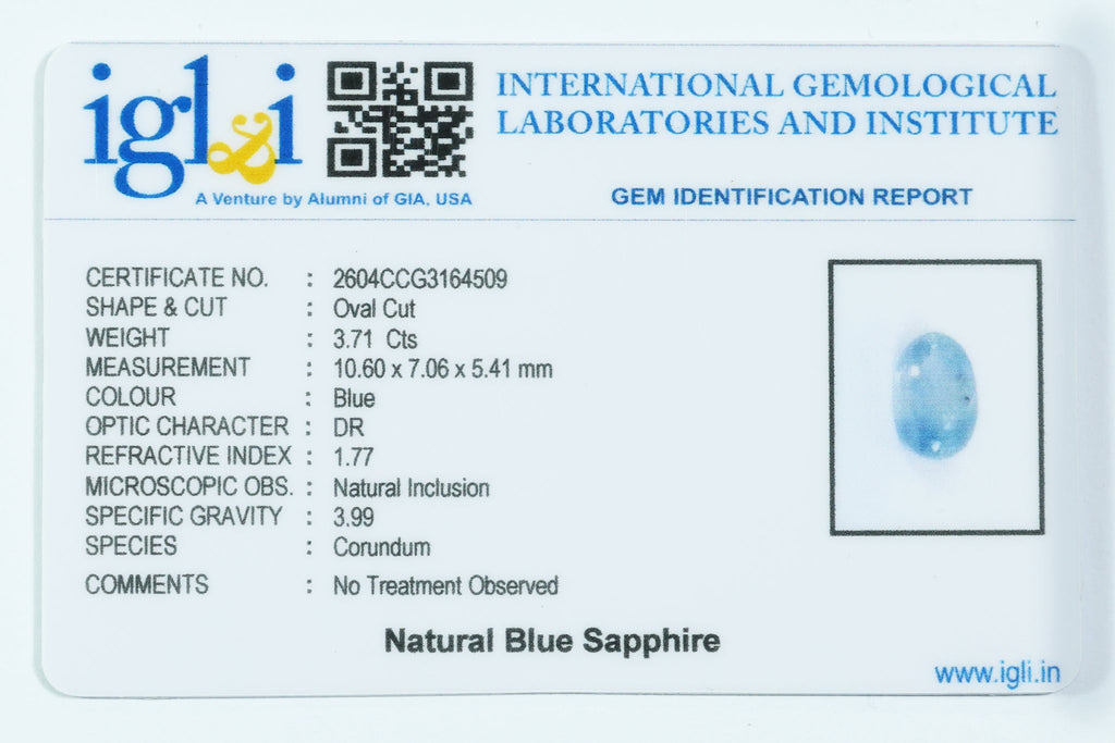 Blue Sapphire 3.71 Carat