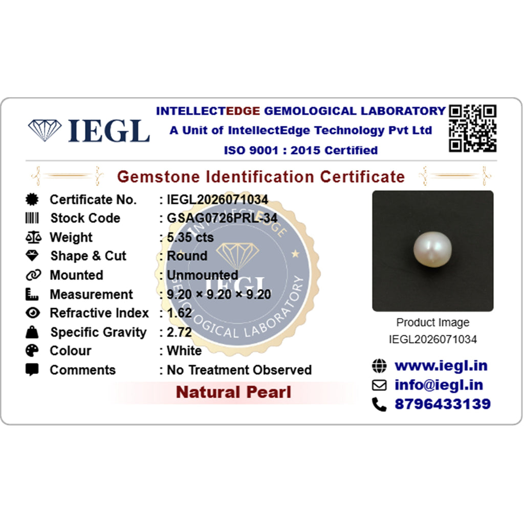 pearl 5.35 carat certificate image