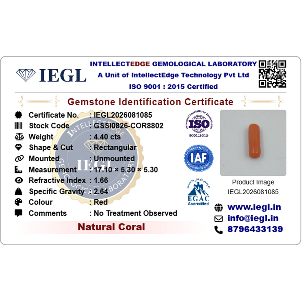 red coral 4.4 carat certificate image