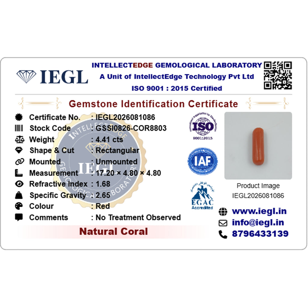 red coral 4.41 carat certificate image