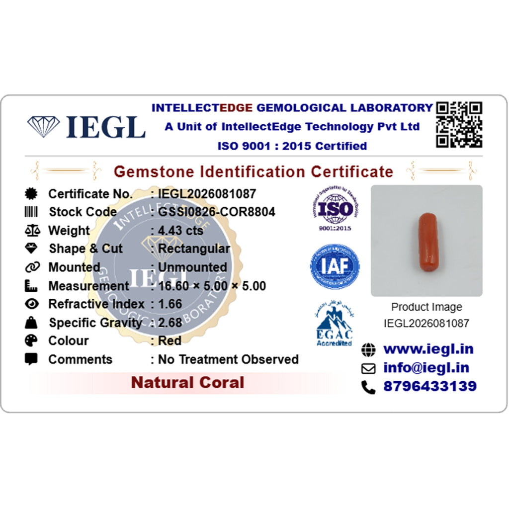 red coral 4.43 carat certificate image