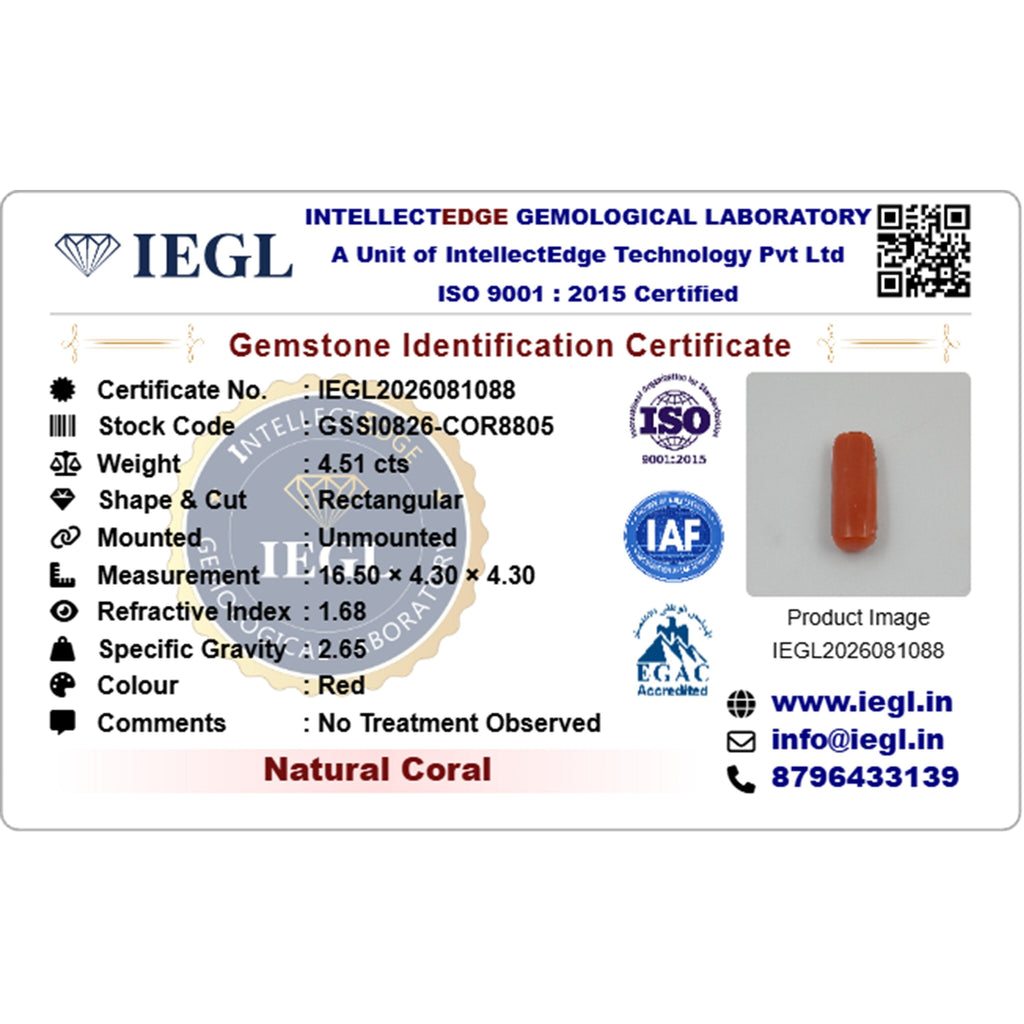 red coral 4.51 carat certificate image