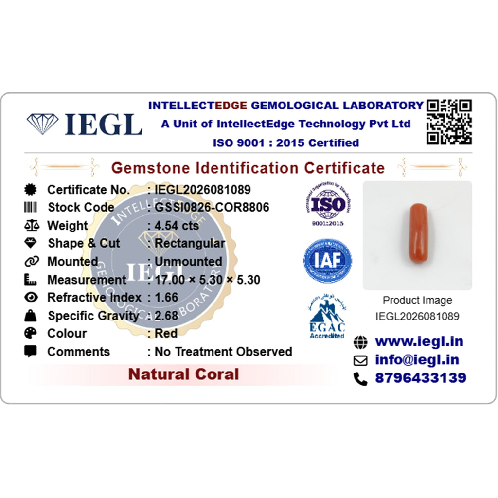 red coral 4.54 carat certificate image