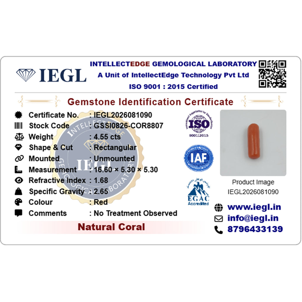 red coral 4.55 carat certificate image