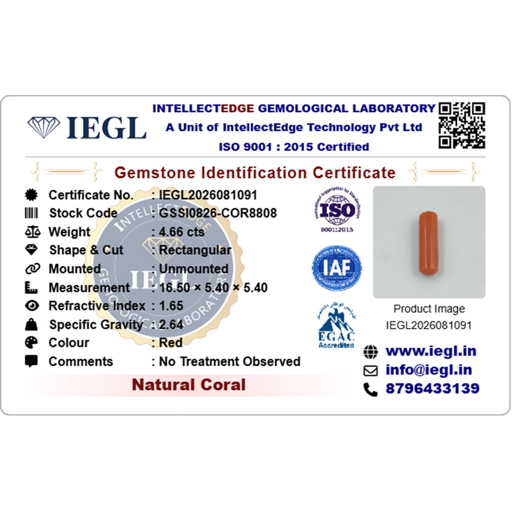 red coral 4.66 carat certificate image