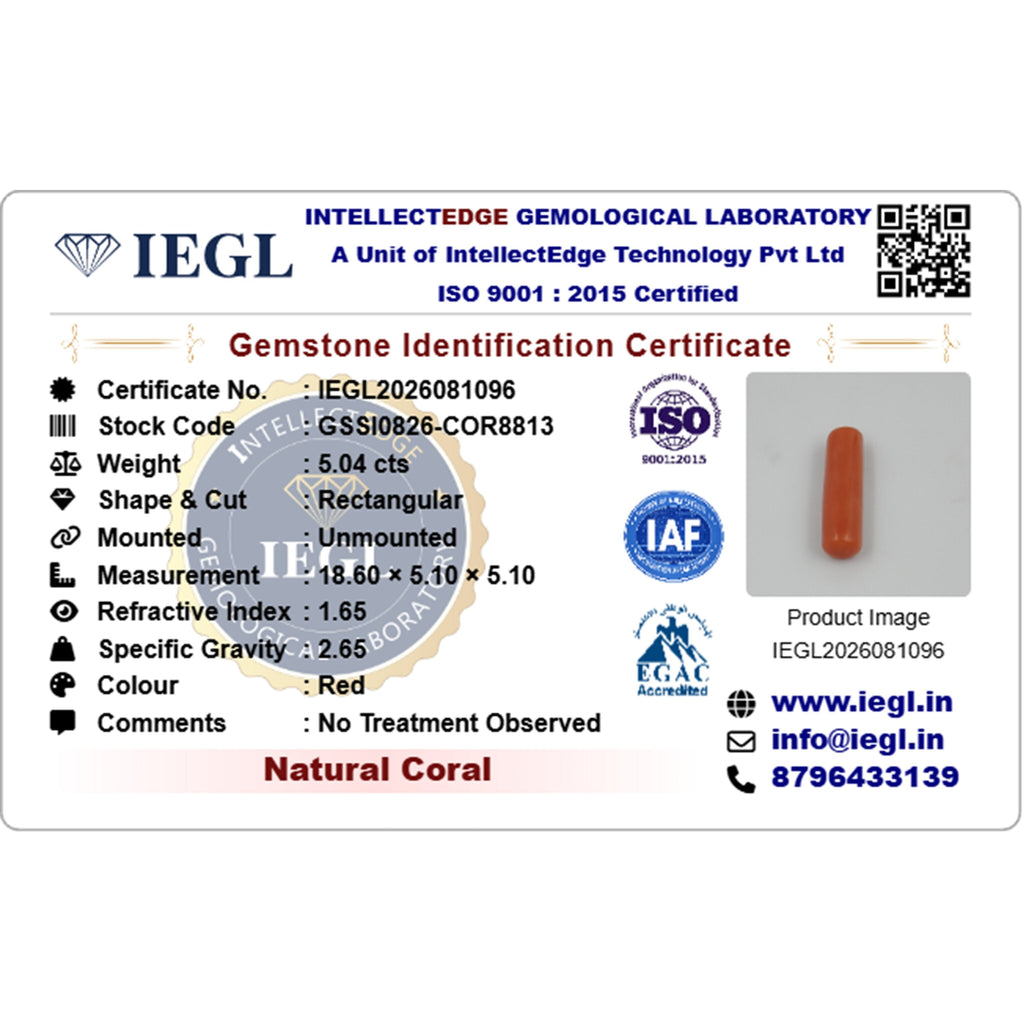 red coral 5.04 carat certificate image