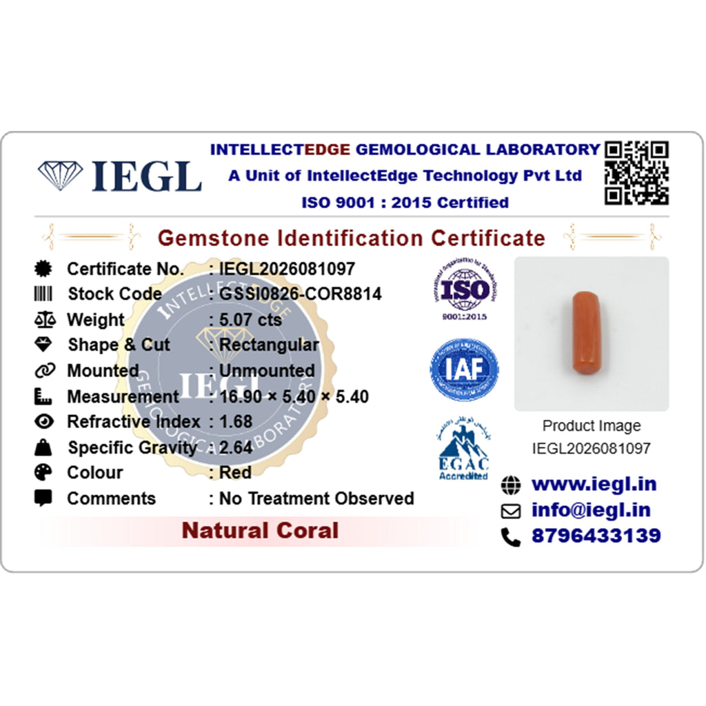 red coral 5.07 carat certificate image