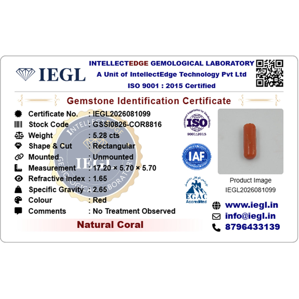 red coral 5.28 carat certificate image
