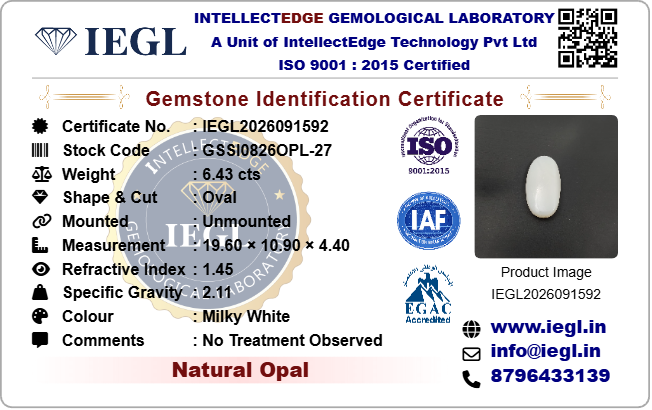 opal 6.43 carat certificate image