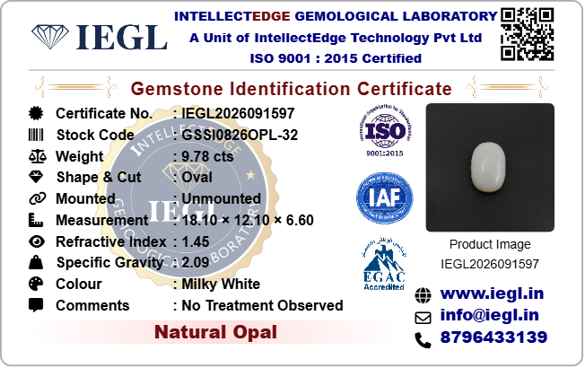 opal 9.78 carat certificate image