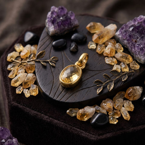 Sunela -Citrine Pendant with Panchdhatu Chain