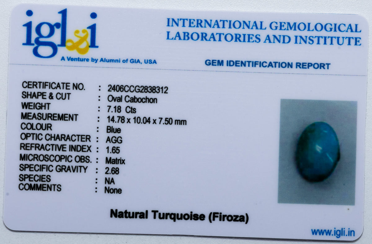 Turquoise (Firoza) - 7.18 Carat