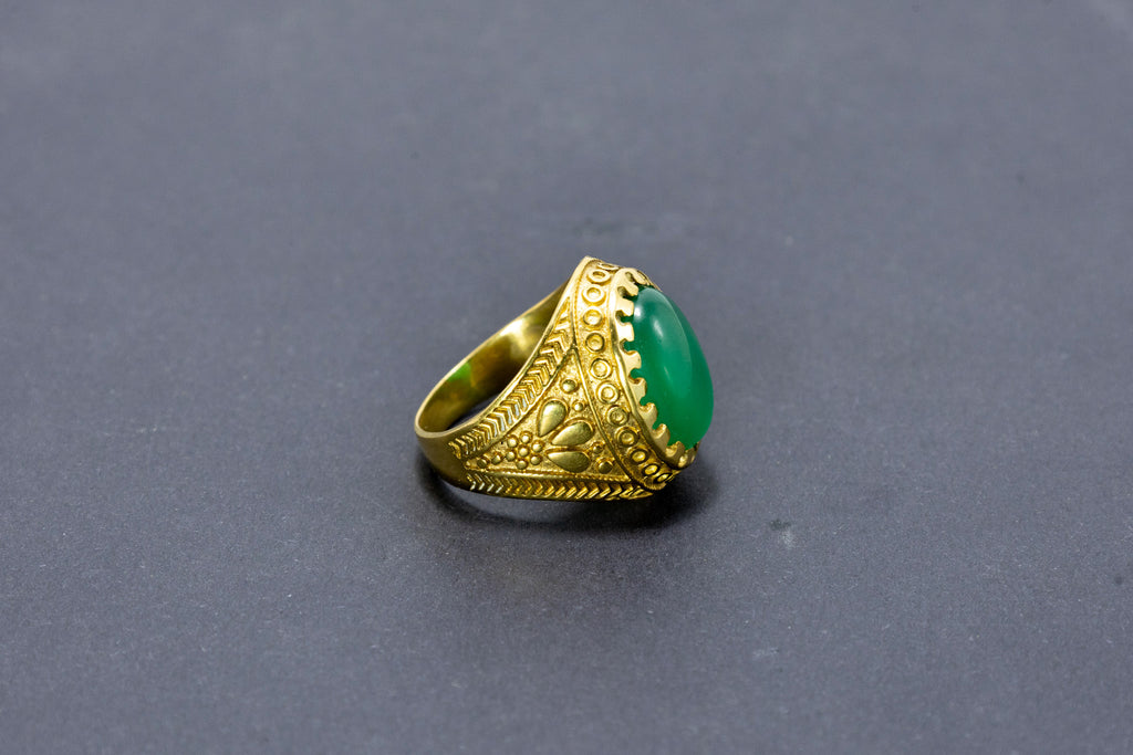 Green Onyx Designer Ring (10 Ratti)