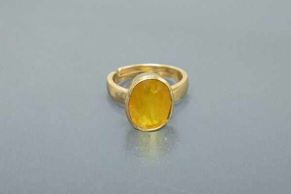 Yellow Sapphire Adjustable Ring (5 to 7 Ratti)