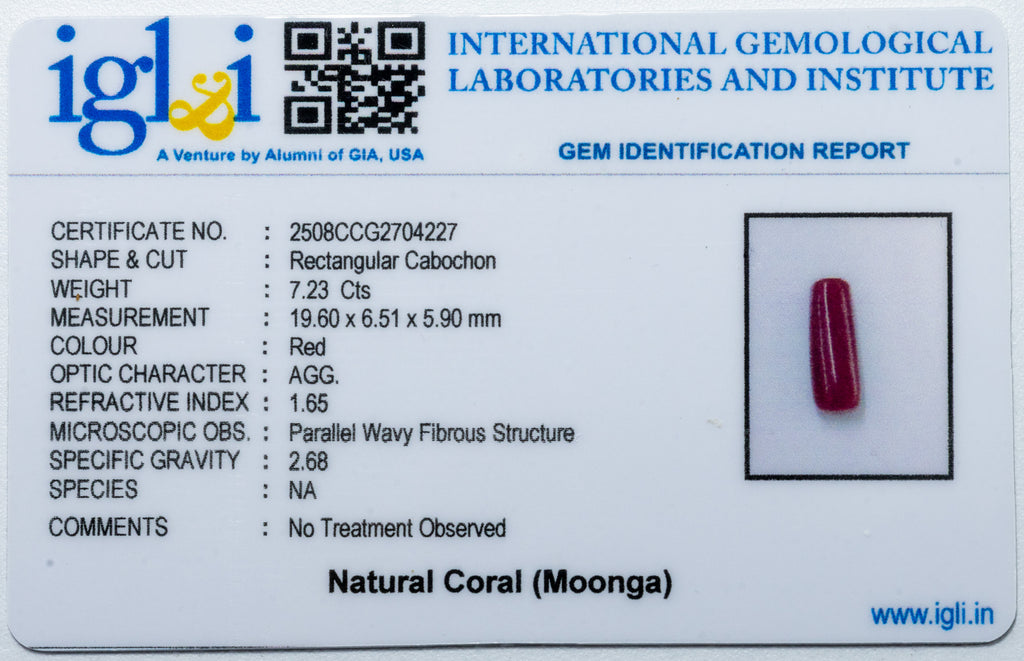 Coral Moonga 7.23 Carat