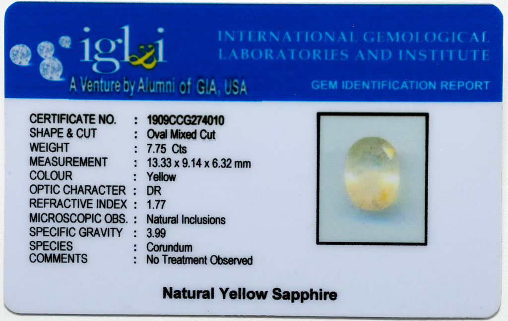 Yellow sapphire 7.75 Carat