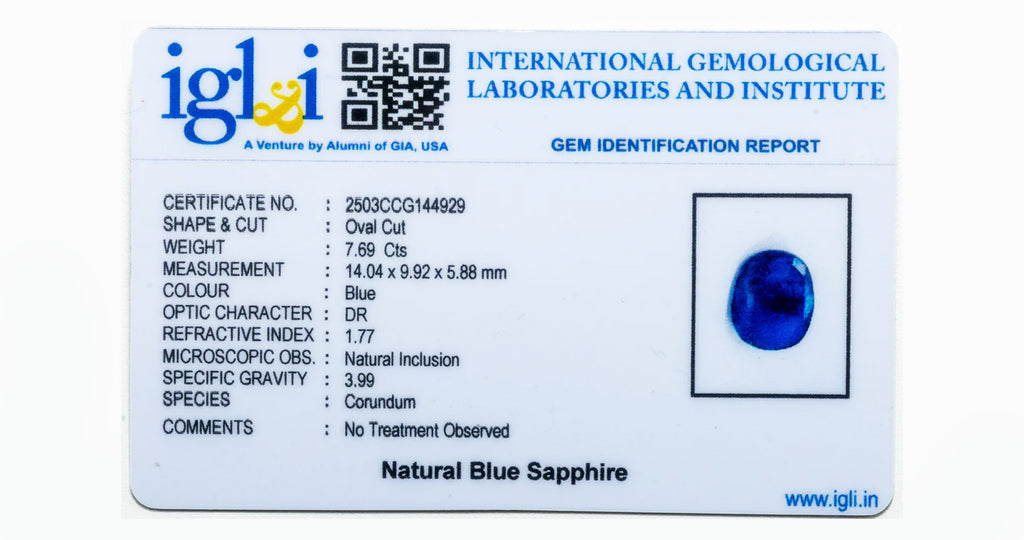 Blue Sapphire 7.69 Carat