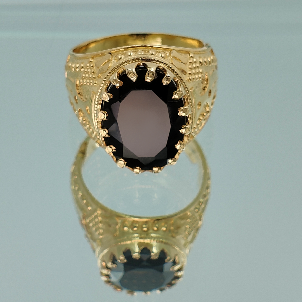 Royal Black Agate Ring (9.85 Carat)