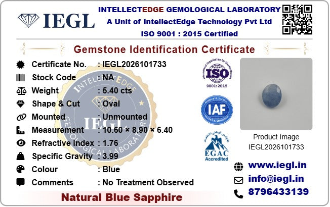 Ceylon Blue Sapphire - 5.40 Carat