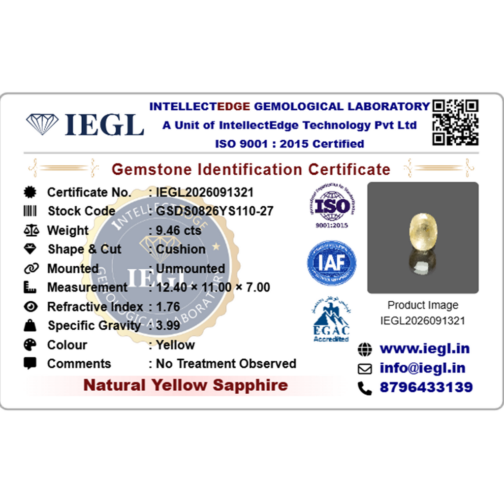 Yellow Sapphire (Ceylon) - 9.46 Carat