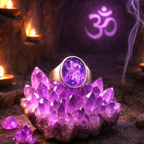 Amethyst Katela Sterling Silver Ring | Lab certified | Adjustable Ring