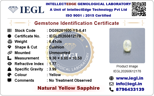 Ceylon Yellow Sapphire - 6.41 Carat